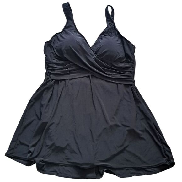 Miraclesuit Plus Size One Piece Swimsuit V-Neck Size 20W Black - Picture 5 of 17